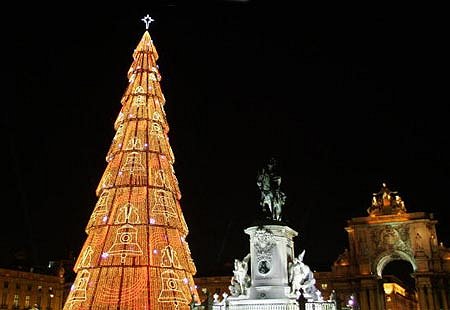 The largest Christmas tree in Europe can be found in the Praa do Comrcio in Lisbon, Portugal.