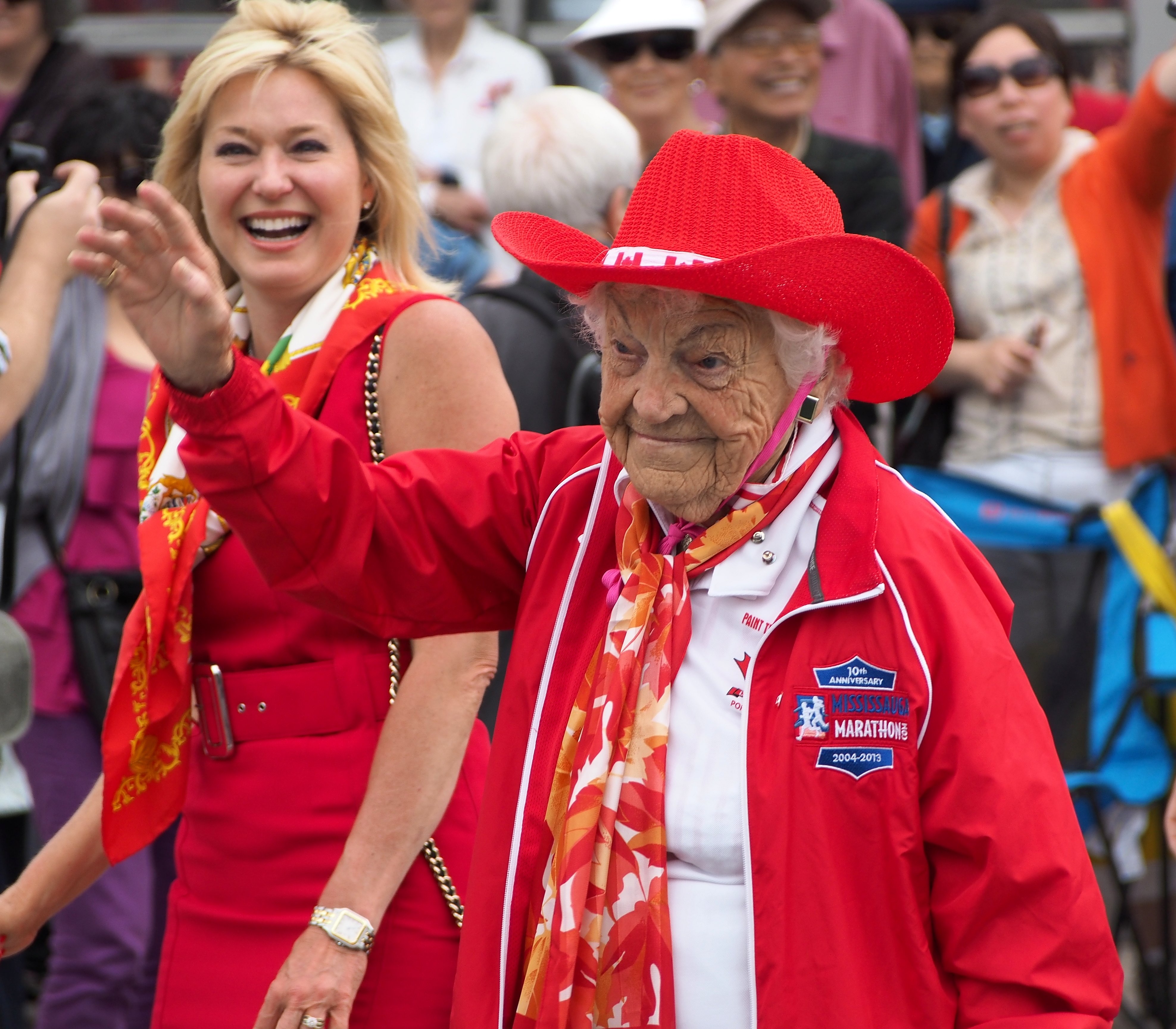 Mayor Bonnie Crombie with Former Mayor Hazel McCallion at Canada Day Celebration, July 1, 2016, Port Credit