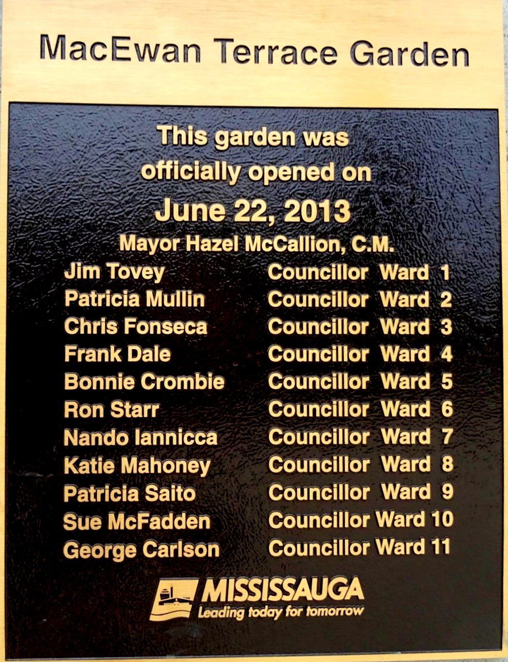 MacEwan Terrace Garden opened by Mayor Hazel McCallion 22 June 2013 photo by I Lee 26 Aug 2015