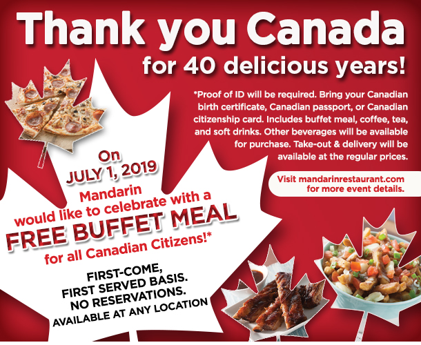 Madarin Free Buffet Meal for All Canadian Citizens image from Mandarin email