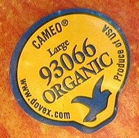Cameo 93066 Organic Produce of USA Fruit Sticker Google image from http://wannaeatlikeme.files.wordpress.com/2010/03/fruit.jpg?w=240&h=216