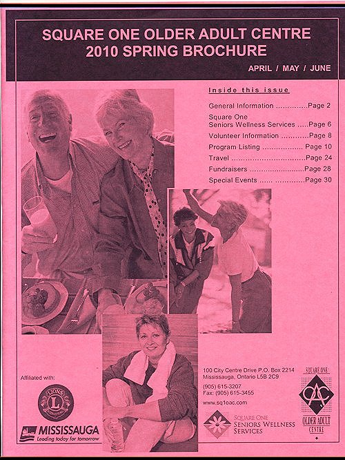 Square One Older Adult Centre Spring Activity Guide April - June 2010 - Cover Page