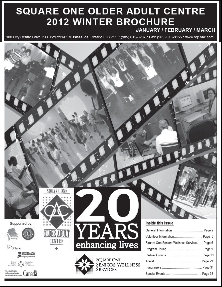 Square One Older Adult Centre Winter Activity Guide January - March 2012 - Cover Page