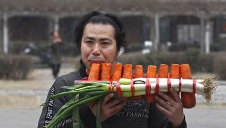 Musical Instrument Made of Vegetables Google image from http://english.sina.com/life/p/2012/0301/445043.html