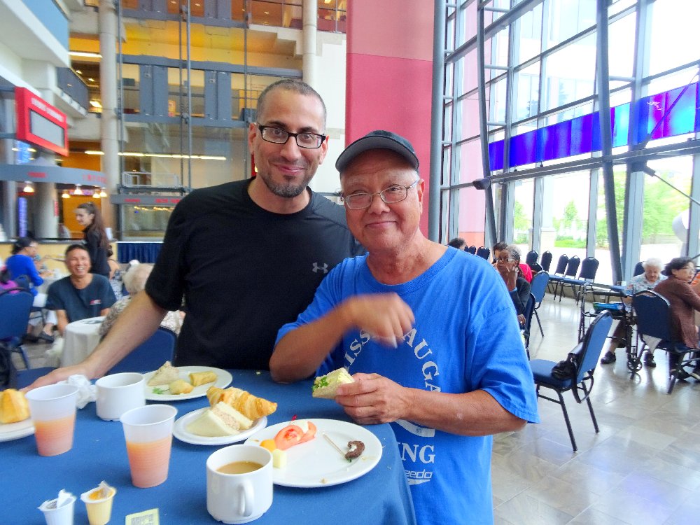 Friend and Henry Koh enjoying refreshments, 18 June 2018 Photo by I Lee