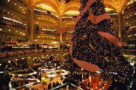 Ooh la la Galeries Lafayette! In Paris, even the Christmas trees are chic.