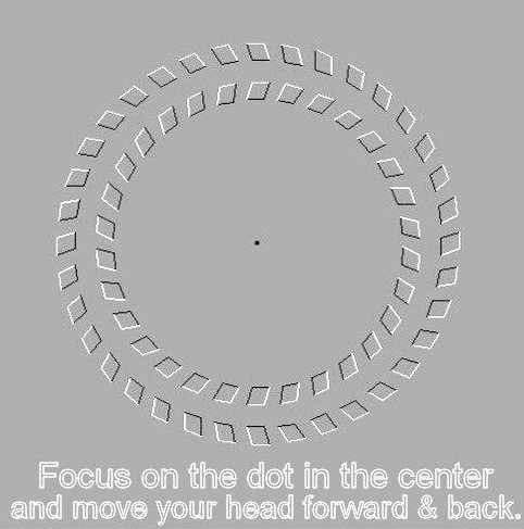 Focus on the dot and move your head forwards and backwards
