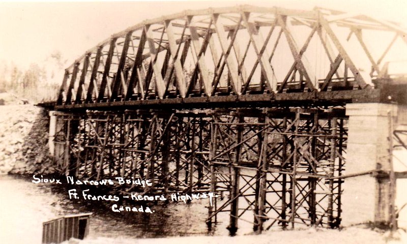 Sioux Narrows Bridge nearing completion in 1937 image from Wikipedia http://en.wikipedia.org/wiki/File:Sioux_Narrows_UC.png