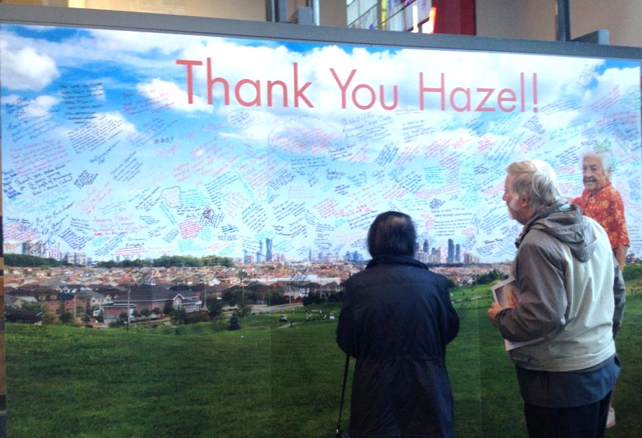 Thank You Hazel Poster After Signatures with Virginia Lawrence and Husband 19 Oct 2014 at Living Arts Centre