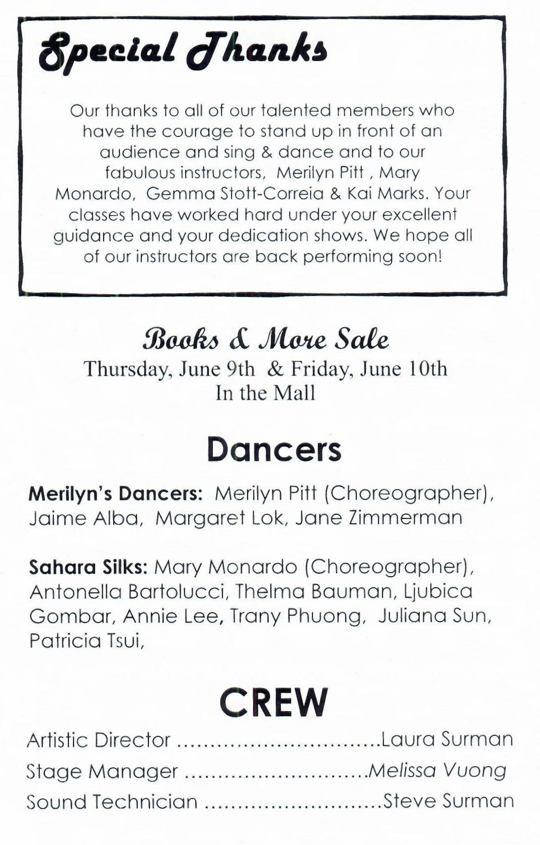 Variety Show Program AAC Miss Dancers Crew, June 2, 2022