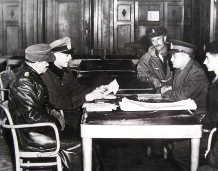 On May 5th, 1945 in the Hotel 'De Wereld' in Wageningen the surrender terms of the German forces in the Netherlands were negotiated. Image from http://www.wageningen1940-1945.nl/Capitulatie/Wageningen%205%20mei%201945_bestanden/image002.jpg
