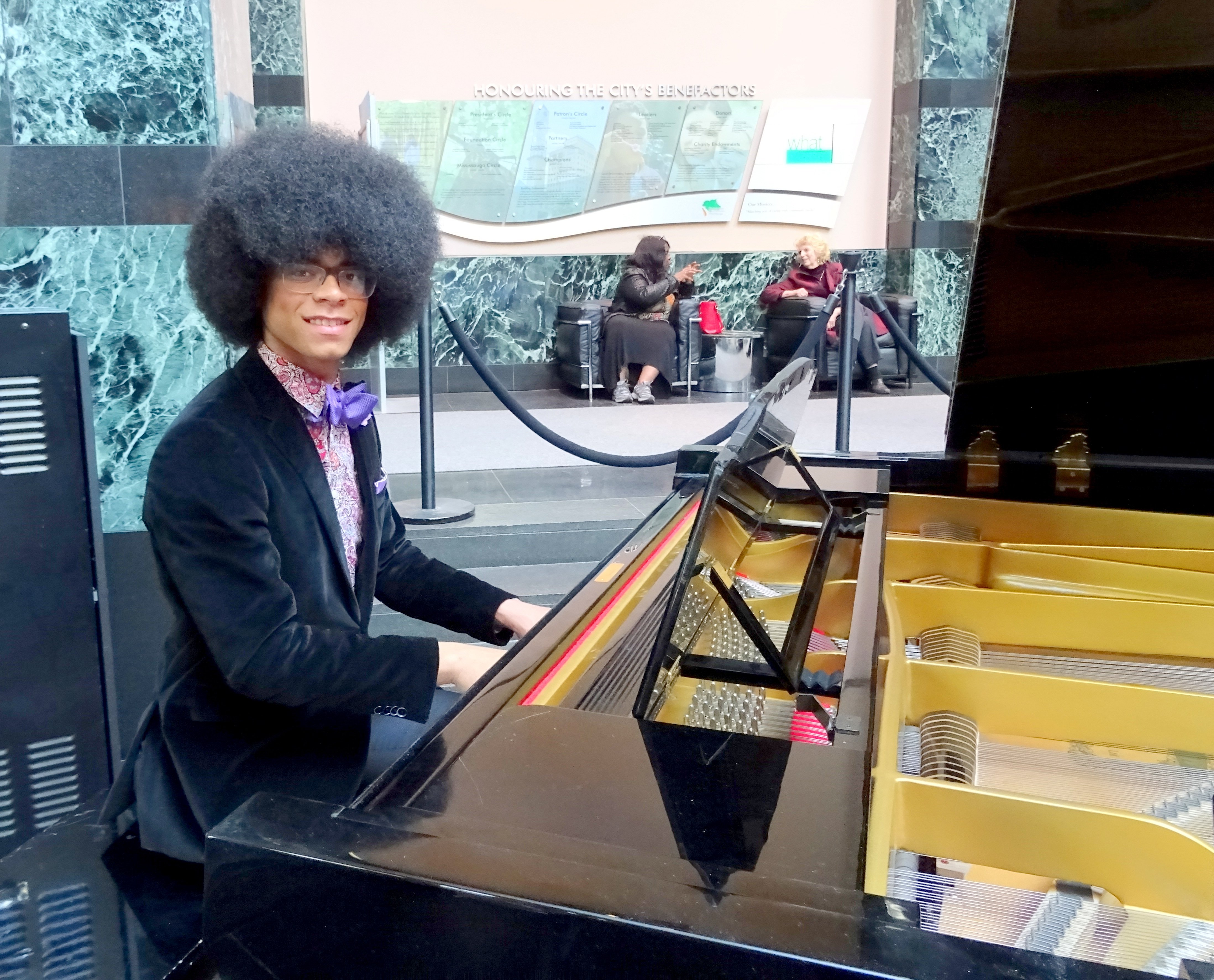 Pianist William Leathers performs at Do Your Homework: A Tribute to Hazel McCallion Exhibition, 12 April 2017