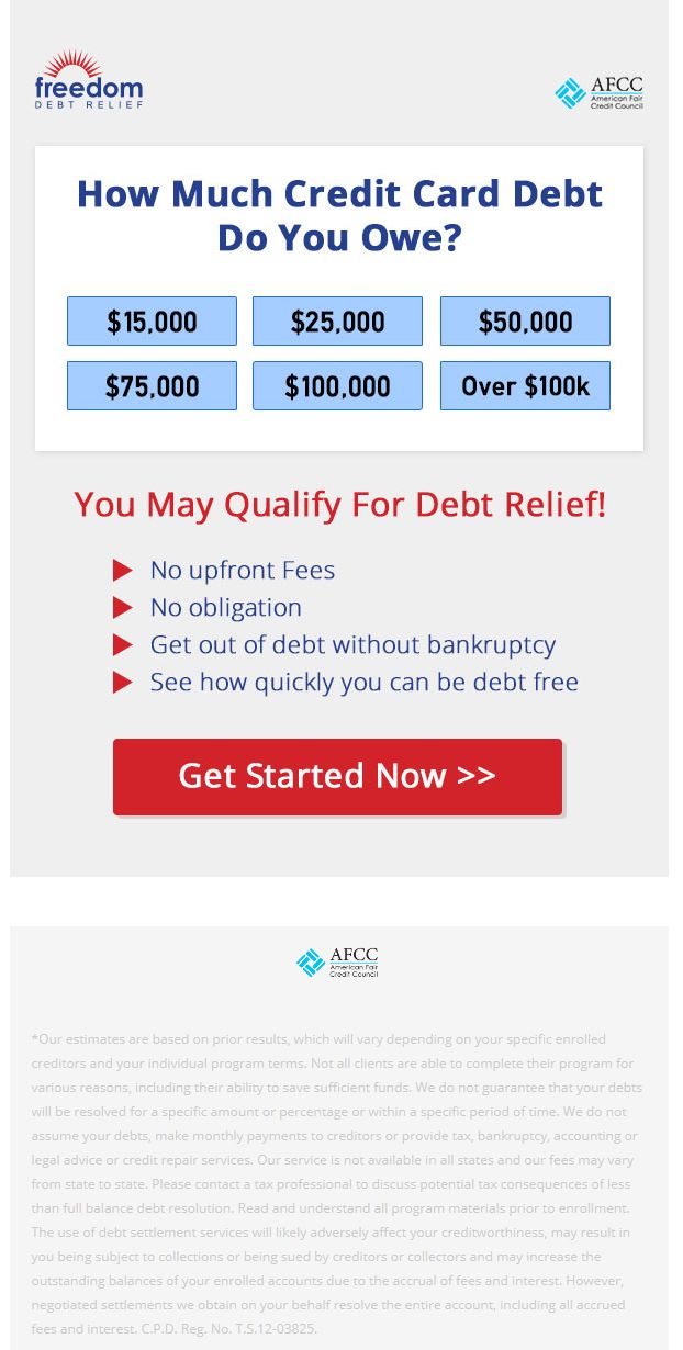 Freedom Debt Relief Dec 5 2019 email scam from propet.outletbonus.net