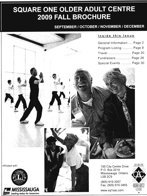 Older Adult Centre Fall Activity Guide September - December 2009 - Cover Page