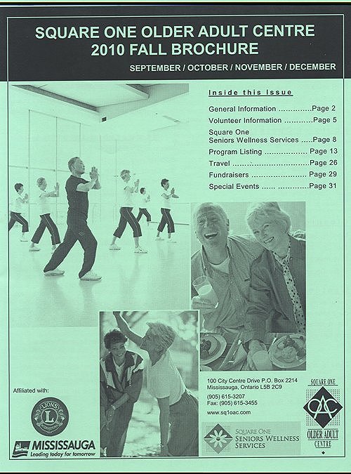 Older Adult Centre Fall Activity Guide September - December 2010 - Cover Page