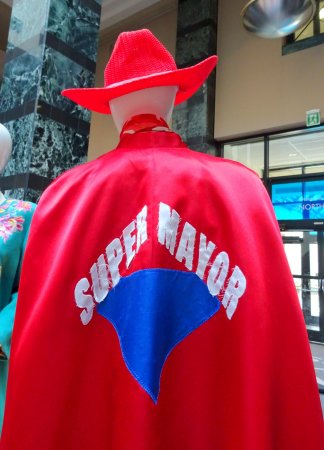 Super Mayor one of Hazel McCallion's outfits at Do Your Homework Exhibit, Photo by I Lee, 12Apr17