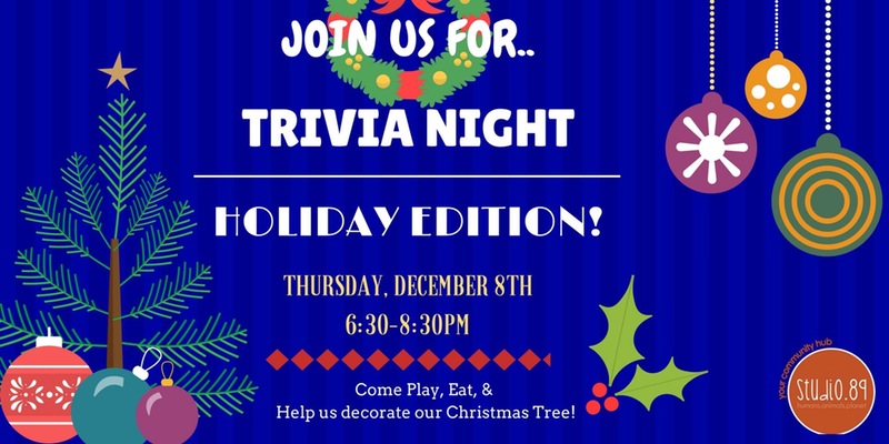 Trivia Night Holiday Edition Google image from https://www.eventbrite.com/e/studio89-trivia-night-holiday-edition-tickets-29451872343